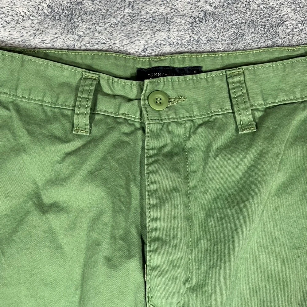 Tommy Hilfiger Mens Green Cotton Cargo Shorts Size 42 Utility Multi Pocket‎